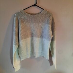 Free People Autumn Sky Cloud Combo Striped Wool Blend Sweater